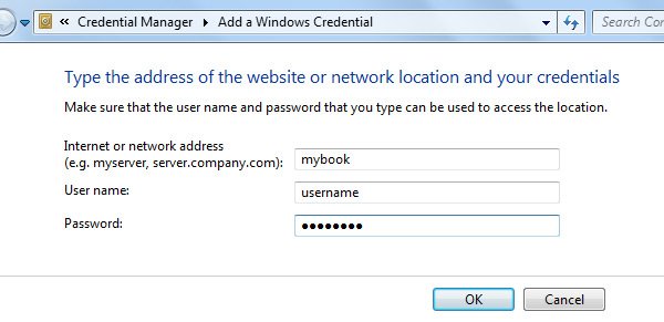 Enter your user name and password that you use in order to access mapped network drive, save credentials by clicking the OK button