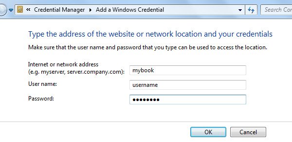 Enter your user name and password that you use in order to access mapped network drive, save credentials by clicking the OK button Enter your user name and password that you use in order to access mapped network drive, save credentials by clicking the OK button