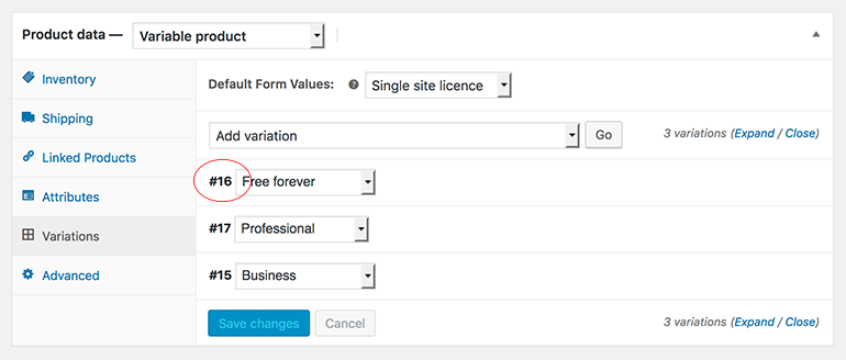 WooCommerce variable product variation ID value WooCommerce variable product variation ID value